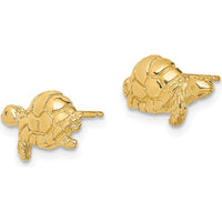 10K Yellow Gold Polished Turtle Post Earrings - Solid Gold