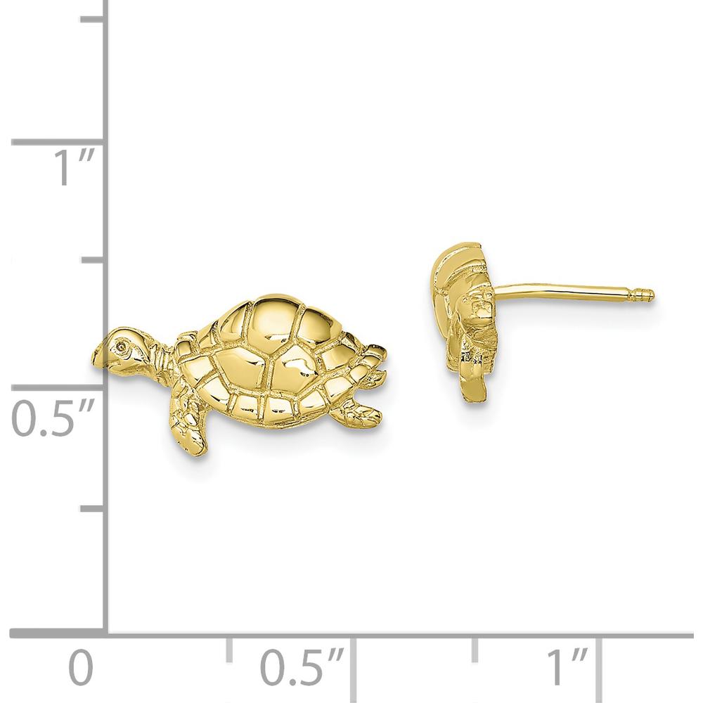 10K Yellow Gold Polished Turtle Post Earrings - Solid Gold