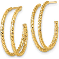 10K Yellow Gold Polished Twisted C-Hoop Earrings - 23mm Length