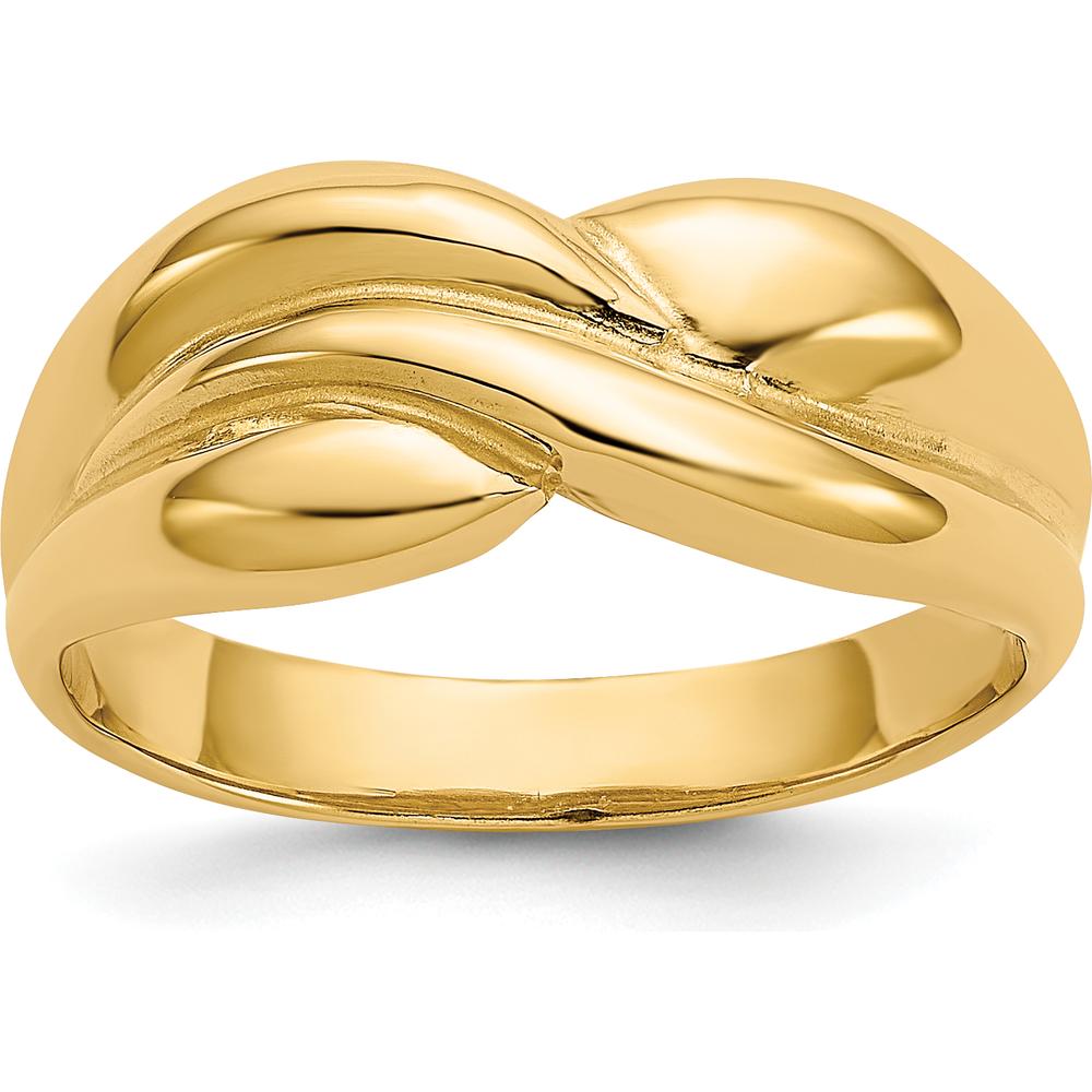 10K Yellow Gold Polished Twisted Dome Fashion Ring - Tapered Band Design