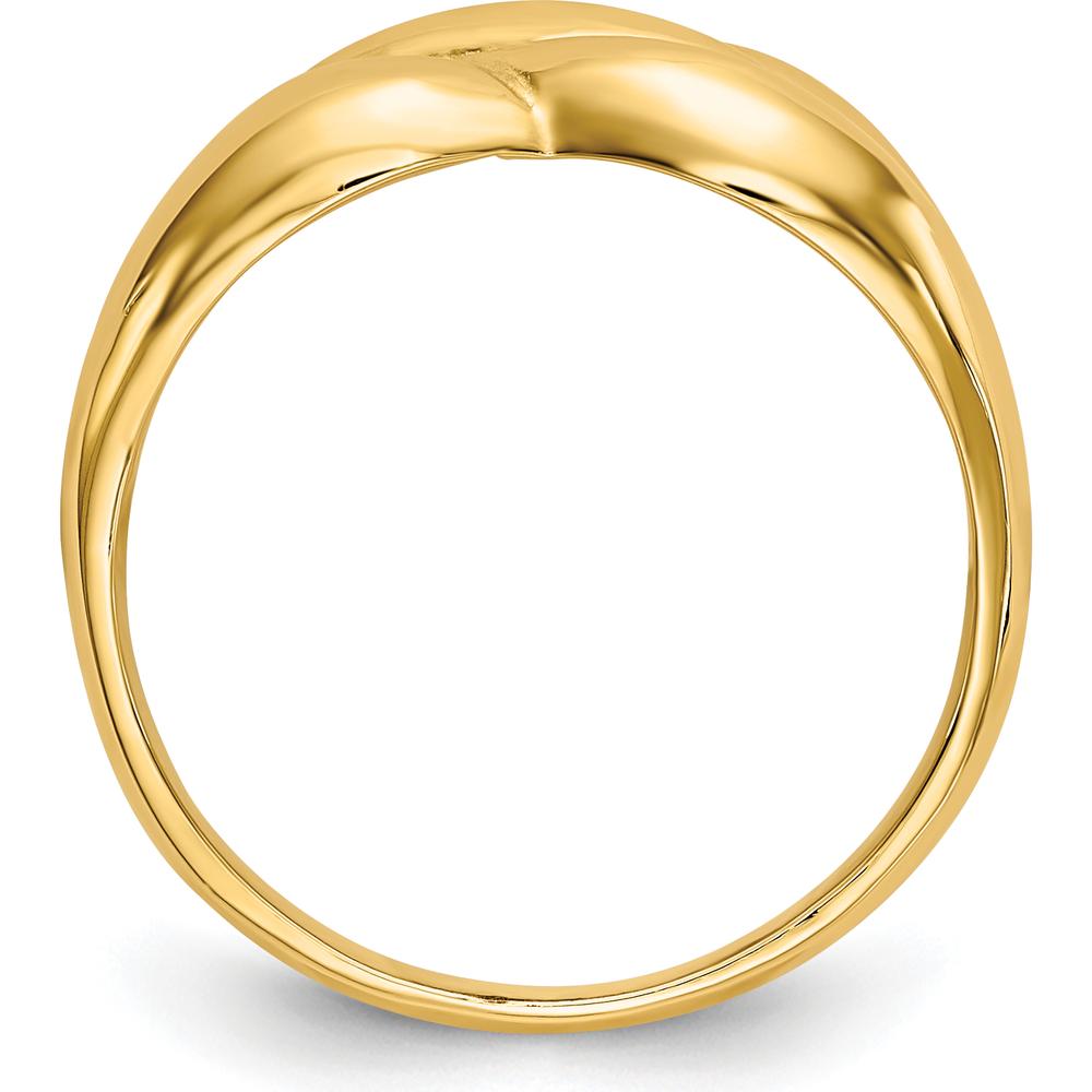 10K Yellow Gold Polished Twisted Dome Fashion Ring - Tapered Band Design