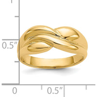 10K Yellow Gold Polished Twisted Dome Fashion Ring - Tapered Band Design