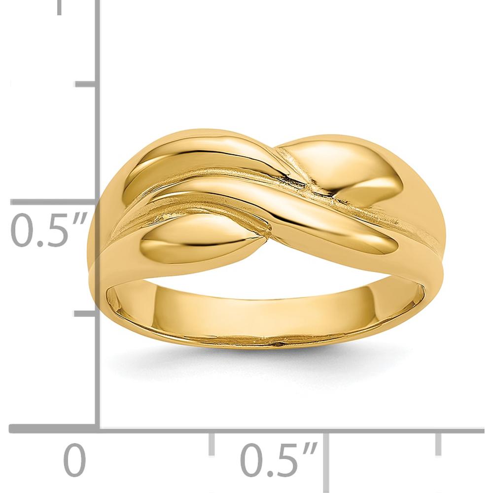 10K Yellow Gold Polished Twisted Dome Fashion Ring - Tapered Band Design