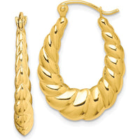 10K Yellow Gold Polished Twisted Hollow Hoop Earrings - 24.97mm Length, 17.8mm Width