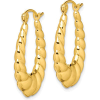 10K Yellow Gold Polished Twisted Hollow Hoop Earrings - 24.97mm Length, 17.8mm Width