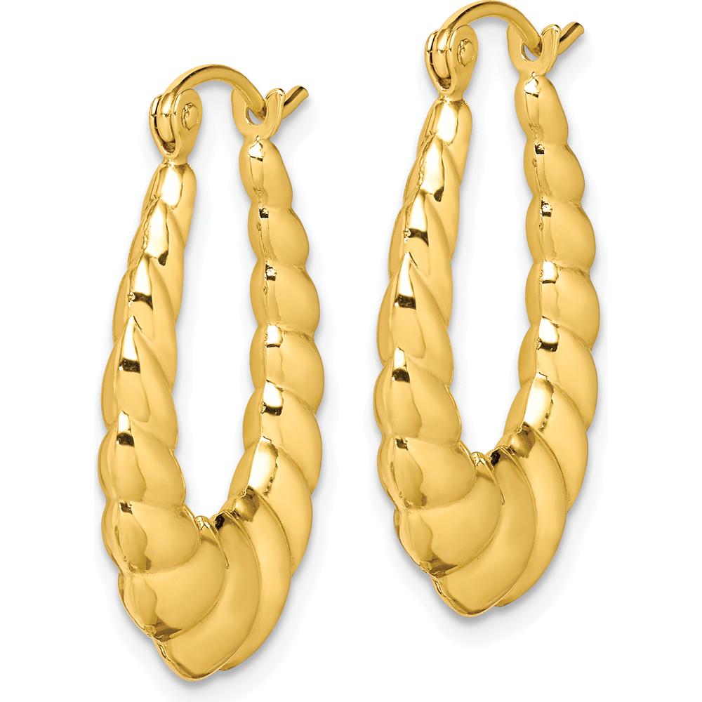 10K Yellow Gold Polished Twisted Hollow Hoop Earrings - 24.97mm Length, 17.8mm Width
