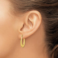 10K Yellow Gold Polished Twisted Hollow Hoop Earrings - 24.97mm Length, 17.8mm Width