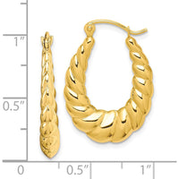 10K Yellow Gold Polished Twisted Hollow Hoop Earrings - 24.97mm Length, 17.8mm Width