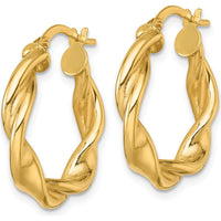 10K Yellow Gold Polished Twisted Hoop Earrings - 22mm Diameter