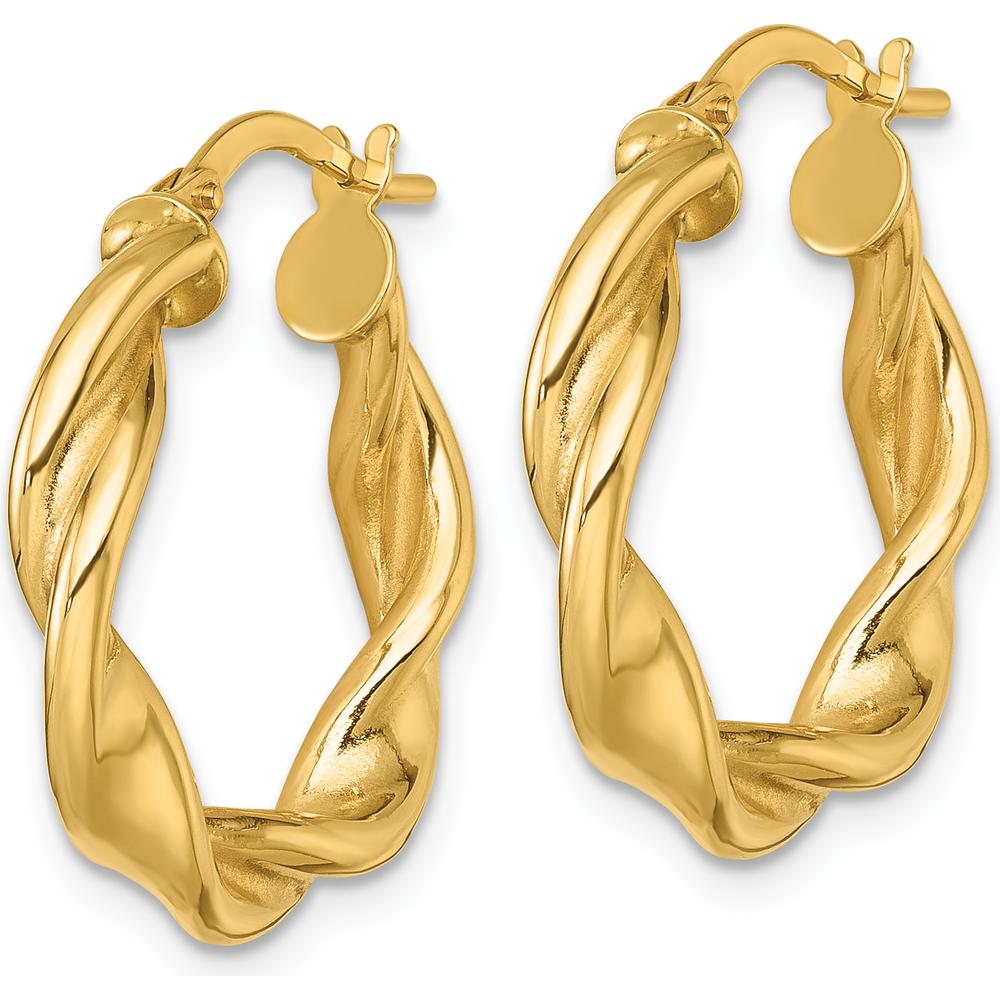 10K Yellow Gold Polished Twisted Hoop Earrings - 22mm Diameter