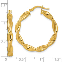 10K Yellow Gold Polished Twisted Hoop Earrings - 32mm