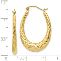 10K Yellow Gold Polished Twisted Oval Hollow Hoop Earrings - 32mm Length