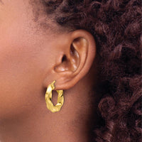 10K Yellow Gold Polished Twisted Round Hoop Earrings - 5.25mm Width