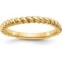 10K Yellow Gold Polished Twisted Wedding Band - 2.41mm Width