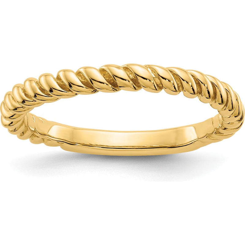 10K Yellow Gold Polished Twisted Wedding Band - 2.41mm Width