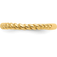10K Yellow Gold Polished Twisted Wedding Band - 2.41mm Width