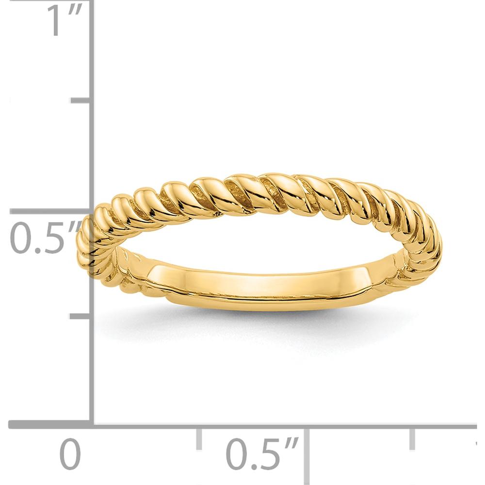 10K Yellow Gold Polished Twisted Wedding Band - 2.41mm Width