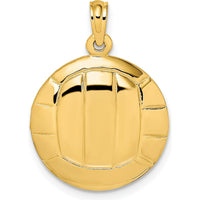 10K Yellow Gold Polished Volleyball Charm Pendant - 22.5mm Length, Solid Design