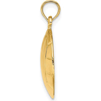 10K Yellow Gold Polished Volleyball Charm Pendant - 22.5mm Length, Solid Design