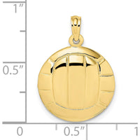 10K Yellow Gold Polished Volleyball Charm Pendant - 22.5mm Length, Solid Design