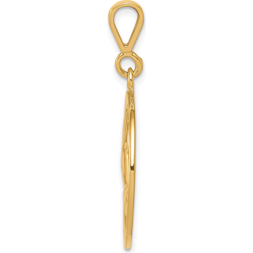 10K Yellow Gold Praying Hands Reversible Pendant with Serenity Prayer - Polished Finish, 35mm Length