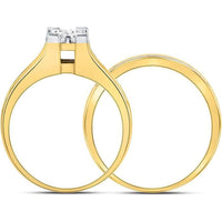 10K Yellow Gold Princess and Round Diamond Bridal Wedding Ring Set - 1.00 Carat Total Diamond Weight