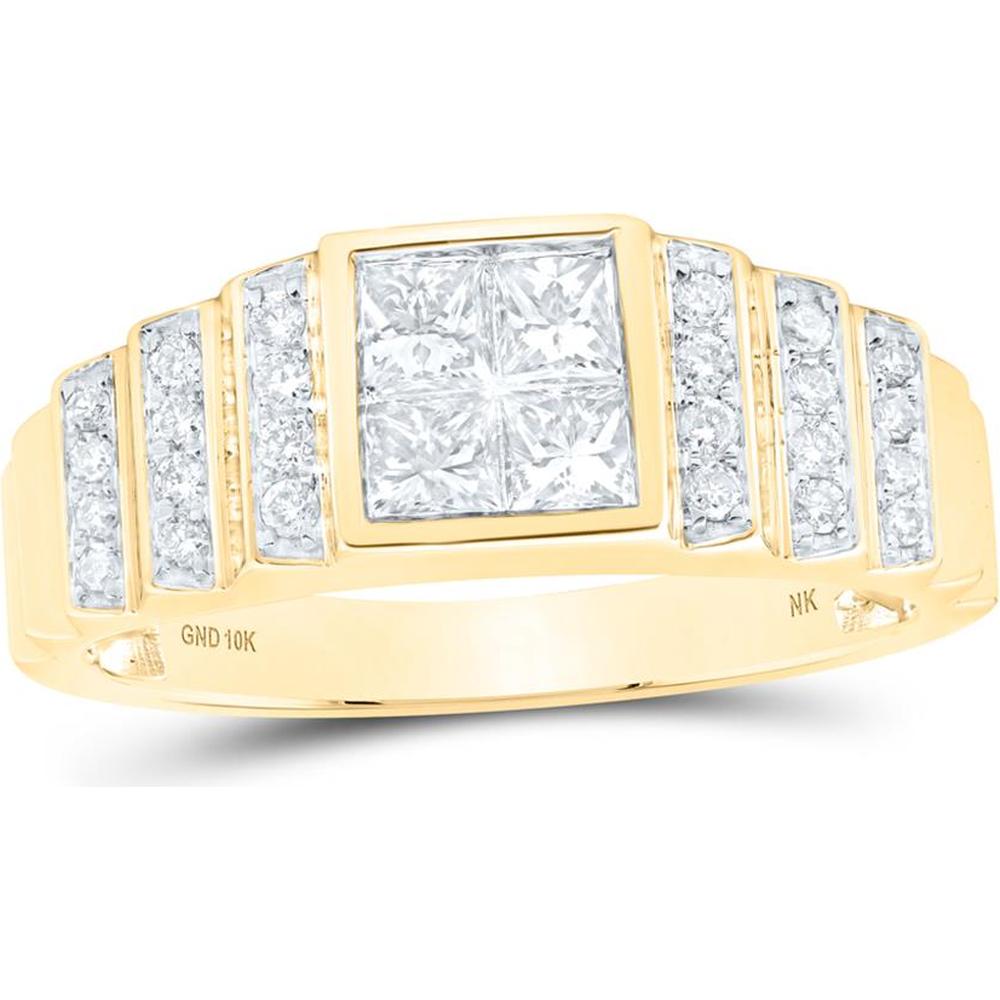 10K Yellow Gold Princess Diamond Band Ring - 1.02 Carat Total Diamond Weight
