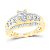10K Yellow Gold Princess Diamond Bridal Ring - 1/2 Carat Total Diamond Weight