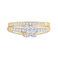 10K Yellow Gold Princess Diamond Bridal Ring Set - 1/2 Carat Total Diamond Weight