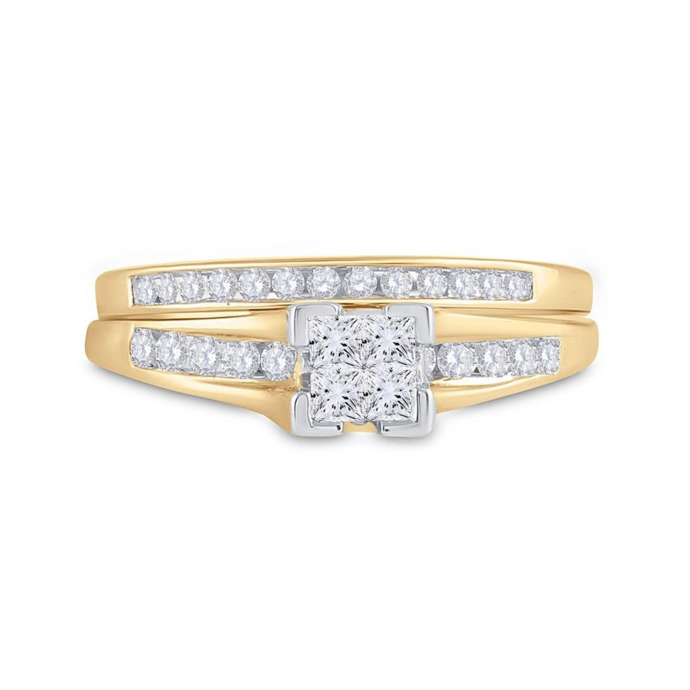 10K Yellow Gold Princess Diamond Bridal Ring Set - 1/2 Carat Total Diamond Weight