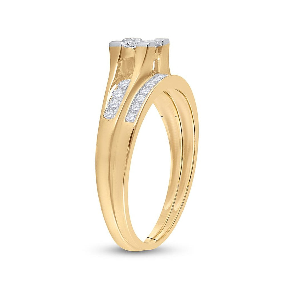 10K Yellow Gold Princess Diamond Bridal Ring Set - 1/2 Carat Total Diamond Weight