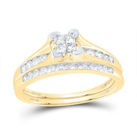 10K Yellow Gold Princess Diamond Bridal Ring Set - 1/2 Carat Total Diamond Weight
