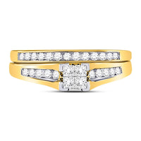 10K Yellow Gold Princess Diamond Bridal Ring Set - 1/2 Carat Total Diamond Weight