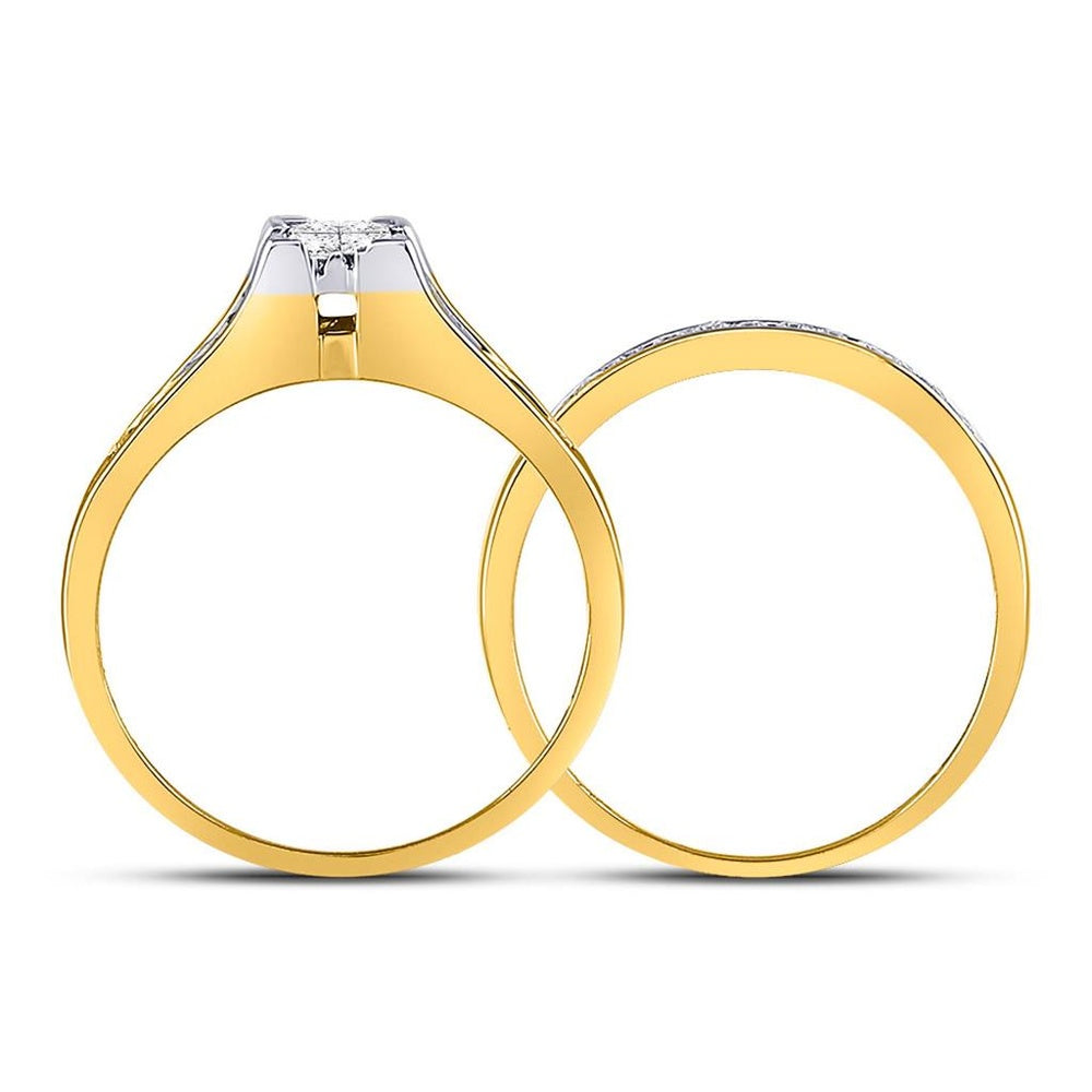10K Yellow Gold Princess Diamond Bridal Ring Set - 1/2 Carat Total Diamond Weight