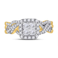 10K Yellow Gold Princess Diamond Bridal Ring Set - 1 Carat Total Diamond Weight