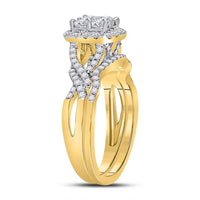 10K Yellow Gold Princess Diamond Bridal Ring Set - 1 Carat Total Diamond Weight