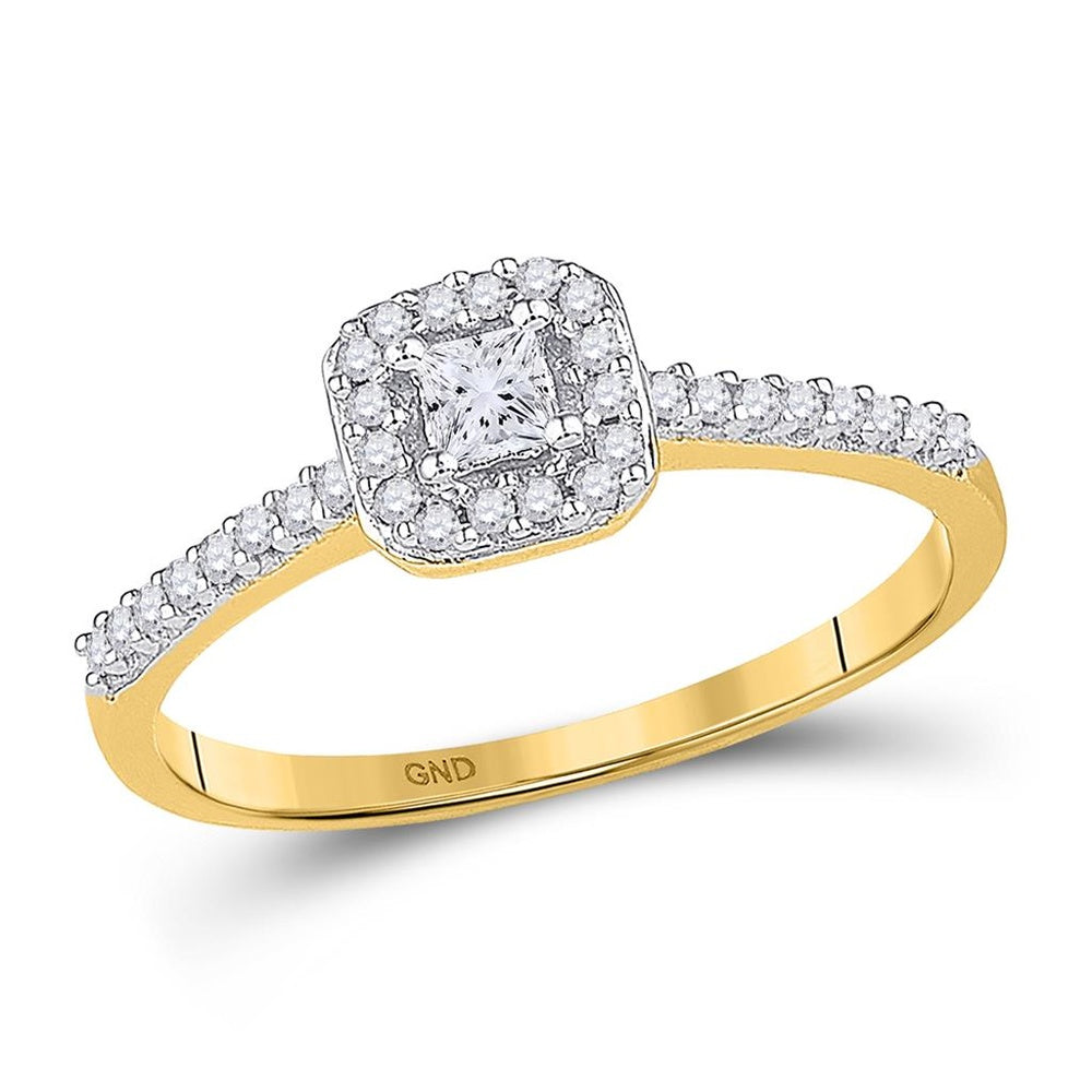 10K Yellow Gold Princess Diamond Solitaire Bridal Engagement Ring - 1/4 Carat Total Diamond Weight