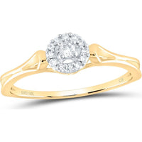 10K Yellow Gold Promise Ring with Round Prong-Set Center and Diamond Halo - 1/10 Carat Total Diamond Weight