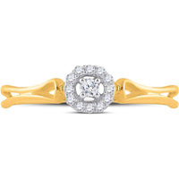 10K Yellow Gold Promise Ring with Round Prong-Set Center and Diamond Halo - 1/10 Carat Total Diamond Weight
