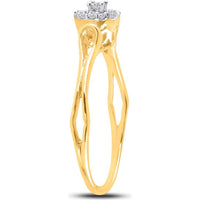 10K Yellow Gold Promise Ring with Round Prong-Set Center and Diamond Halo - 1/10 Carat Total Diamond Weight