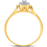 10K Yellow Gold Promise Ring with Round Prong-Set Center and Diamond Halo - 1/10 Carat Total Diamond Weight