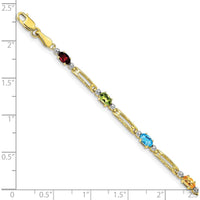 10K Yellow Gold Rainbow Gemstone Bracelet with Diamond Accents - 1.31 Carats Total Gemstone Weight by Monteluci Fine Jewelry