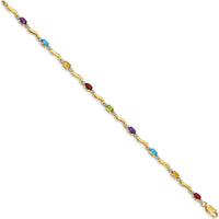 10K Yellow Gold Rainbow Gemstone Bracelet with Diamonds by Oro Pregiato