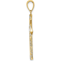 10K Yellow Gold Reversible Diamond-Cut Cross Charm with Rhodium Accents - 33.3mm