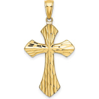10K Yellow Gold Reversible Diamond-Cut Cross Charm with Rhodium Accents - 33.3mm