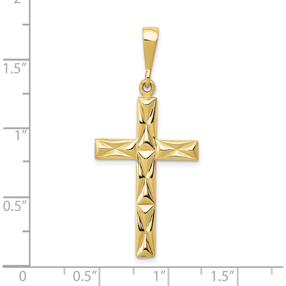 10K Yellow Gold Reversible Latin Cross Pendant - 40mm Length