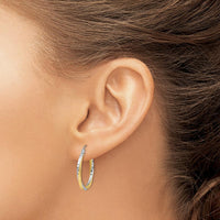 10K Yellow Gold Rhodium Diamond-Cut 2.5mm Twisted Hoop Earrings