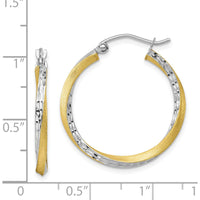 10K Yellow Gold Rhodium Diamond-Cut 2.5mm Twisted Hoop Earrings