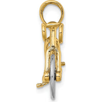 10K Yellow Gold Rhodium-Plated 3D Bicycle Charm Pendant - Polished Finish