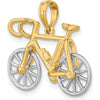 10K Yellow Gold Rhodium-Plated 3D Bicycle Charm Pendant - Polished Finish